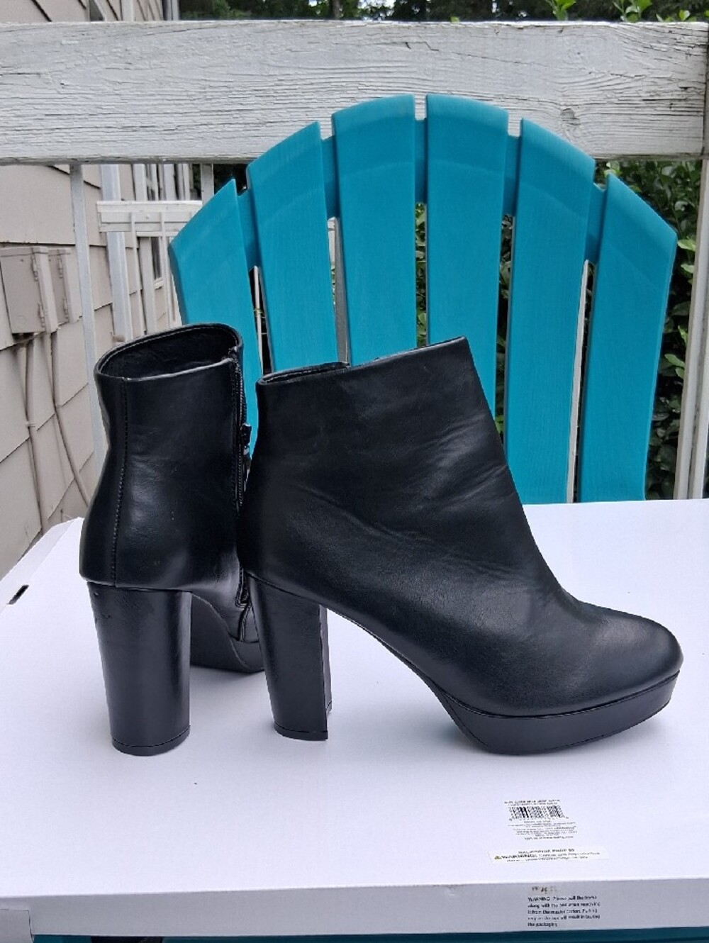 Black Women's High Block Heel Ankle Boots - Picture 3 of 4